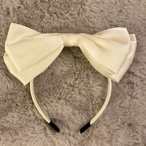 Handmade White Satin Bow Headband - Brand New - Never Worn